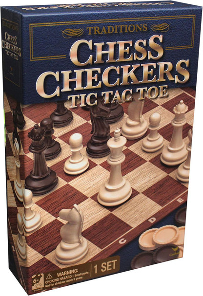 Traditions Chess Checkers and Tic Tac Toe Game Set (4 per case)