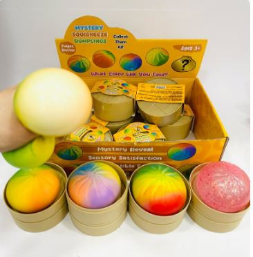Rainbow Squishy Dumplings with IN SHRINK WRAP BUN (12 per case - $6.75 each)