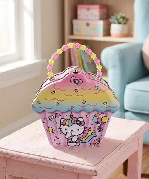 Sanrio Hello Kitty Unicorn Cupcake Shaped Tin Purse Box