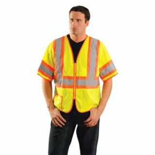 Occunomix LUX-HSCLC3Z-YL Occulux 2 Tone Mesh Vestw/Zipper Large