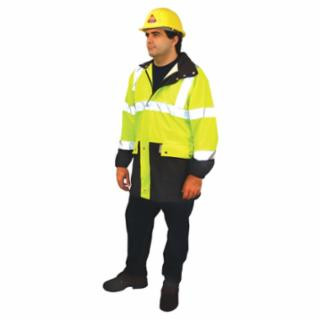 Occunomix LUX-TJR-OM Rainjcktw/Hood 3Mbeadedtape Zip/Snap Cl3 Org M