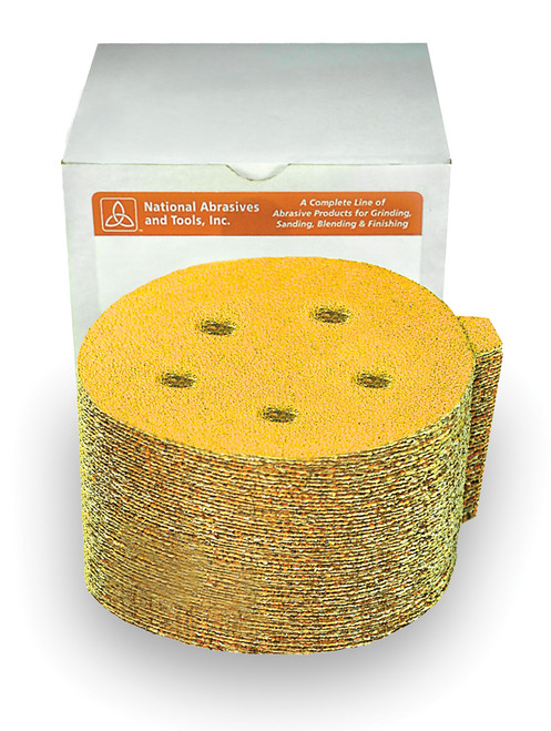 Alfa Tools PTAG61806 6" x 6 180G PSA Paper Disc, Aluminum Oxide Gold, Tabbed, 100/Box