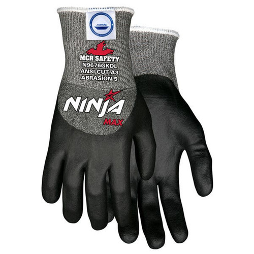 Mcr Safety N9676GKDS Ninja X 15 Gauge Black Nylon/Spandex Shell (1 Pair)