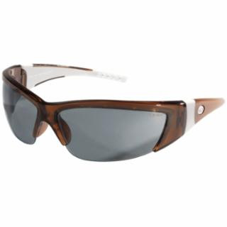 MCR SAFETY TRANSLUCENT BROWN FRAME-WHT RUBBER- GREY LENS