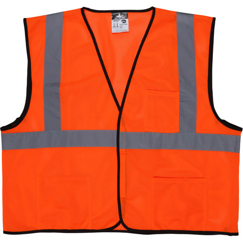 Mcr Safety VCL2MOXL Eco Mesh 2" Slvr Refl Hkloop Frt 3 Pkt Org XL