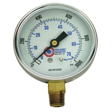 Coilhose Pneumatics GH191000 2-1/2" Chrome Case Gauge1/4" Mint