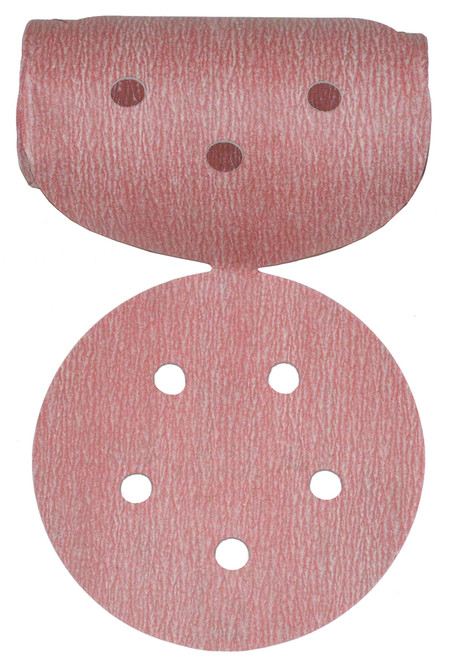 Alfa Tools PSAR60806 6" x 6 80G PSA Paper Disc, Red Aluminum Oxide 100/Link Roll