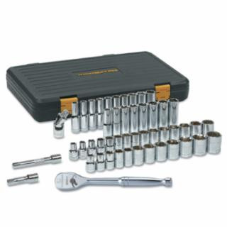 Gearwrench 80300P Set Socket Standard/Dp 1/4Dr6 Point 51Pc SAE/Met