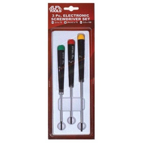 Alfa Tools SS48930 3pc Slim Electronic Screw Driver Set