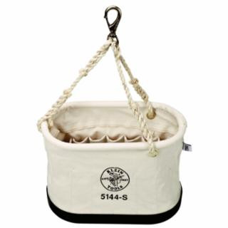 Klein Tools 5144S Canvas Bucket, 15-Pocket Oval Bucket with Swivel Snap