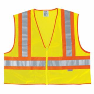 Mcr Safety WCCL2LX2 Fluorescent Lime Safetyvest W/ Orng/Sil Stripes
