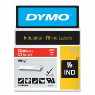 DYMO RHINO RHINO 1/2" RED VINYL (WHITE PRINT)