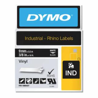 DYMO RHINO RHINO 3/8" BLACK VINYL (WHITE PRINT)