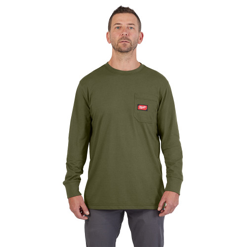 Milwaukee 606GN-XL GRIDIRON Pocket T-Shirt - Long Sleeve Green XL