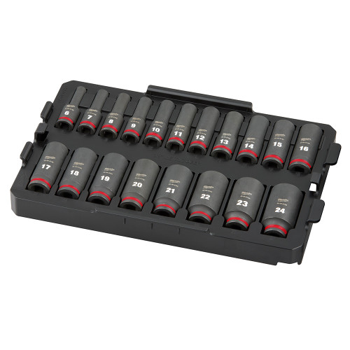 Milwaukee 49-66-6816 SHOCKWAVE Impact Duty Socket 3/8 Drive 19PC MM Tray Set