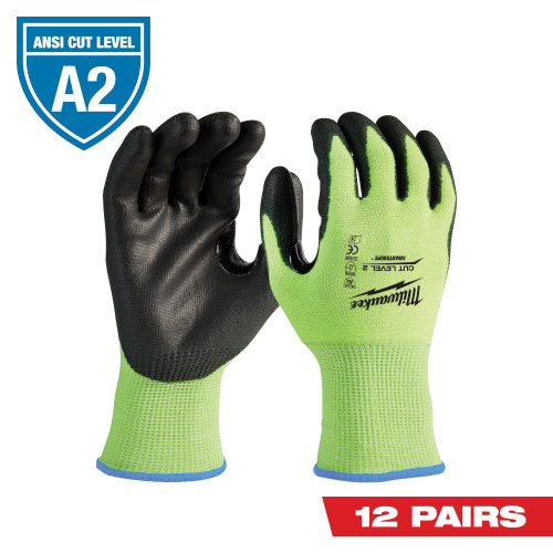 Milwaukee 48-73-8921B High Visibility Cut Level 2 Polyurethane Dipped Gloves - M