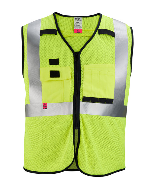 Milwaukee 48-73-5202 AR/FR Cat. 1 Class 2 High Visibility Yellow Mesh Safety Vest - L/XL