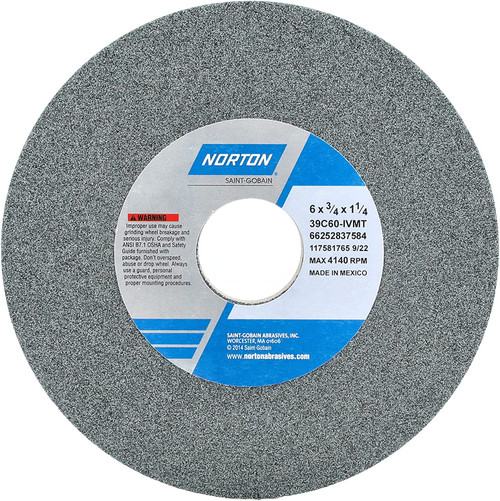Norton 66252837584 6X3/4X1-1/4 Type 01 Straight Wheel 39C60-Ivk