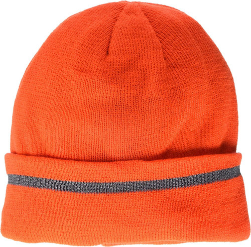 Occunomix LUX-KCR-O-P Acr Knit Beanie Fleeceliner Refl. Stripe Or