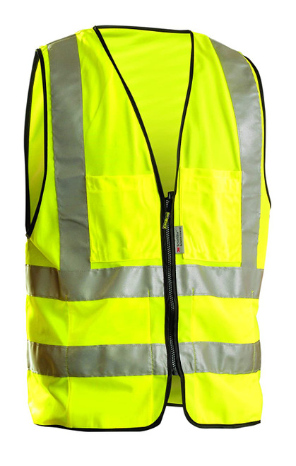 Occunomix LUX-SSFS-Y5X Vest Solid Dbl Silver Stripe Hk&Lp Yel Cl2 5X