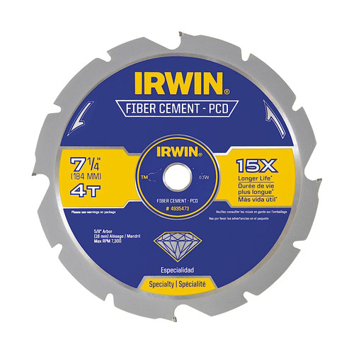 Irwin 4935473 7-1/4" X 4T Pcd Fiber Cement