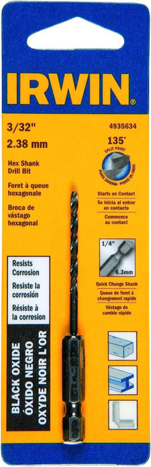 Irwin 4935634 3/32" Hex Shank Drill Bit