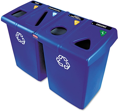 Rubbermaid Commercial 1792372 Four Stream Glutton Recycling Station Blue