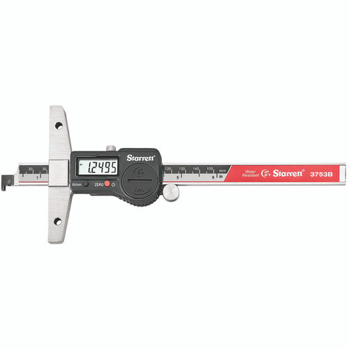 L.S. Starrett 3753B-6/150 6" Elect Depth Gage .0005"Res 0-6"Rng Spc Output