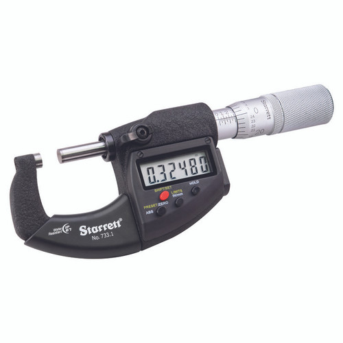 L.S. STARRETT OUTSIDE MICROMETER .00005"RES  0-1"RANGE