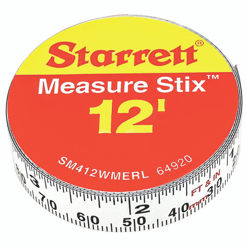 L.S. Starrett SM412WMERL Measure Stix 1/2"X3.65M/12Ft Rgt To Lft Metric