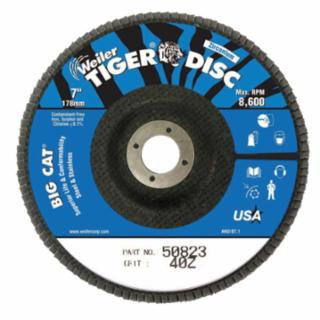 Weiler 50845 7" Tiger Disc Big Cat Abr Flap Disc Phenolic Bk