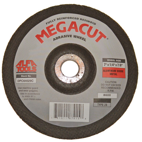 Alfa Tools DPC64035C 7 x 1/4 x 5/8-11 T28 Aluminum Oxide Depressed Center Wheel