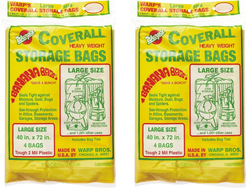 Warp Brothers CB-40 (4/Pkg) Large 40" X 72"2-Mil Warp Coverall Bag (1 PK)