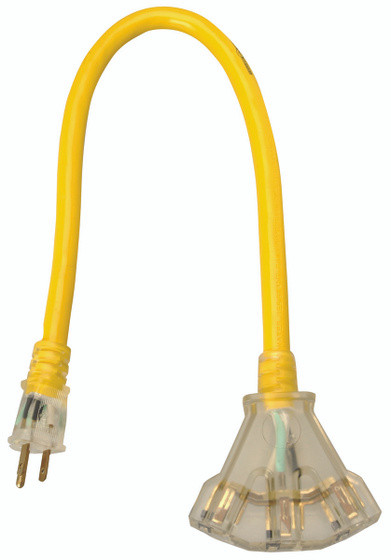 Woods Wire 2882 2' Yellow Jacket Power Block 15A 12/3 St