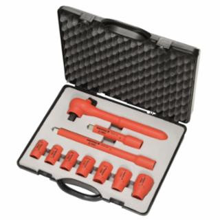 Knipex 98 99 11 S3 10 pc Socket Set, 3/8" Drive, SAE, 1000V Insulated