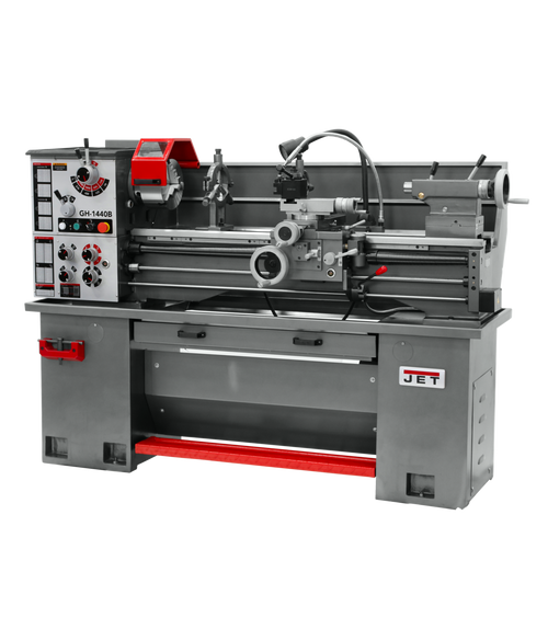 JET JT9-323448 GH-1440B  Geared Head Bench Lathe with Stand & Foot Brake with Newall NMS300 DRO & Taper Attachment
