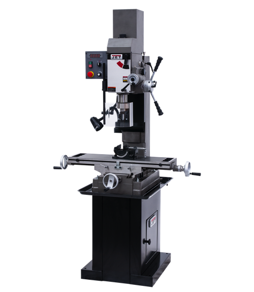 JET JT9-351155 JMD-45VSPF Variable Speed  Square Column Geared Head Mill Drill with Newall NMS800 2 Axis DRO & X-Axis Powerfeed