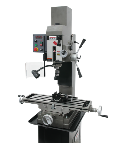 JET JT9-351164 JMD-45VSPFTVariable Speed Geared Head Square Column Mill Drill with Power Downfeed & Newall NMS300 2-Axis DRO