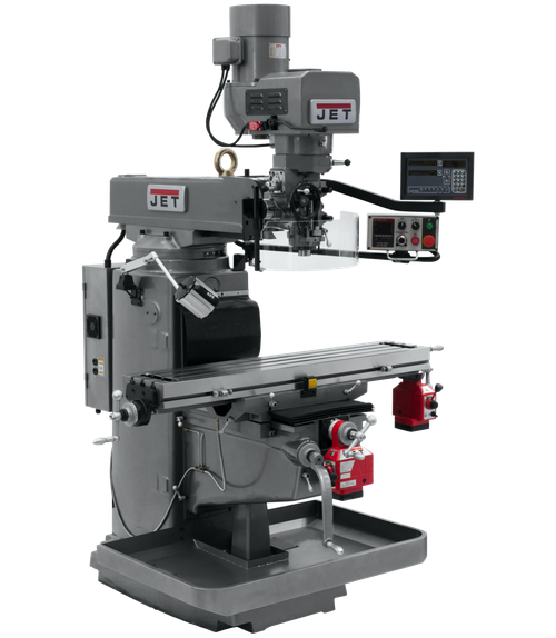 JET JT9-690646 JTM-1050EVS2/230 Mill With 3-Axis Newall NMS800 DRO (Quill) With X and Y-Axis Powerfeeds