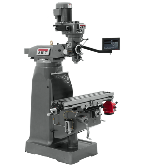 JET JT9-691191 JTM-1 Mill With 3-Axis Newall NMS800 DRO (Quill) With X-Axis Powerfeed