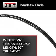 JET JT9-5674034 Bi-Metal Bandsaw Blade 3/4" x .035" x 97" x 8-12VT  For HBS-814G
