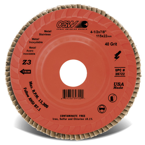 CGW ABRASIVES 41/2X5/8-11 Z3-120 COMP 39716