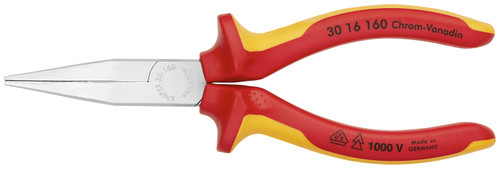 Knipex Long Nose Pliers-Flat Tips-1000V Insulated 3016160
