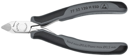 Knipex Electronics Diagonal Cutters-Carbide Metal Cutting Edges-ESD Handles 7732120HESD