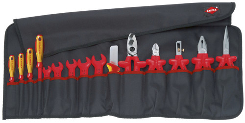 Knipex 15 Pc Tool Roll Bag, 1000V Insulated 989913