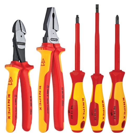 Knipex 5 Pc Pliers/Screwdriver Tool Set, 1000V Insulated 9K989821US