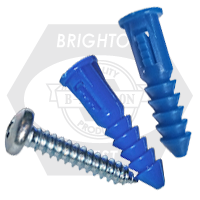 #14-16 x 1 1/4",With Lip Ribbed Plastic Anchor Plain, Qty 1