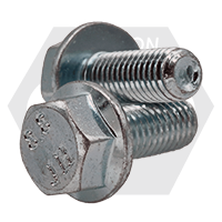 M16-2.00 x 45 mm Flange Screws, Non-Serrated, Hex Head, Metric Class 8.8, Zinc Cr+3, Full Thread, Coarse (UNC), DIN 6921, Qty 15