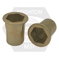 1/4-20 UNC (.027-.165) Steel Hex Rivet Nut Zinc-Yellow Cr+3 (Inch), Qty 500
