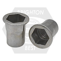 M5 - 0.8 ISO (0.50-3.30) Aluminum 5056 Hex Rivet Nut Plain (Metric), Qty 1000